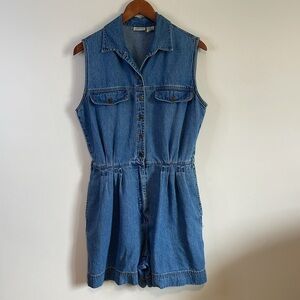 90s Boho Minimalist SJB Jean Romper 14 Blue Top Shorts Y2K Casual Norm Mom